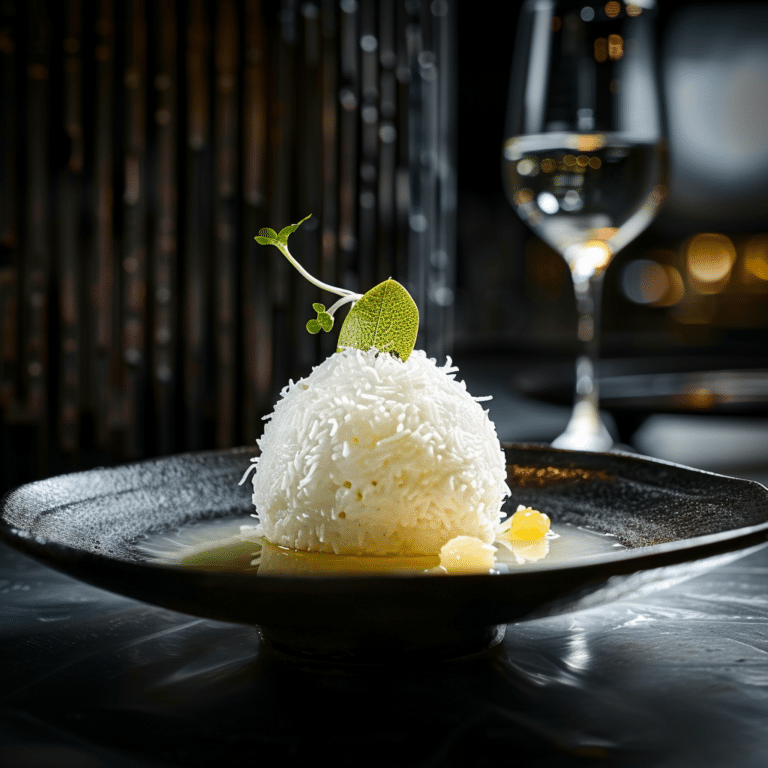 Pineapple Coconut Rice Sphere with Lime Foam Recipe