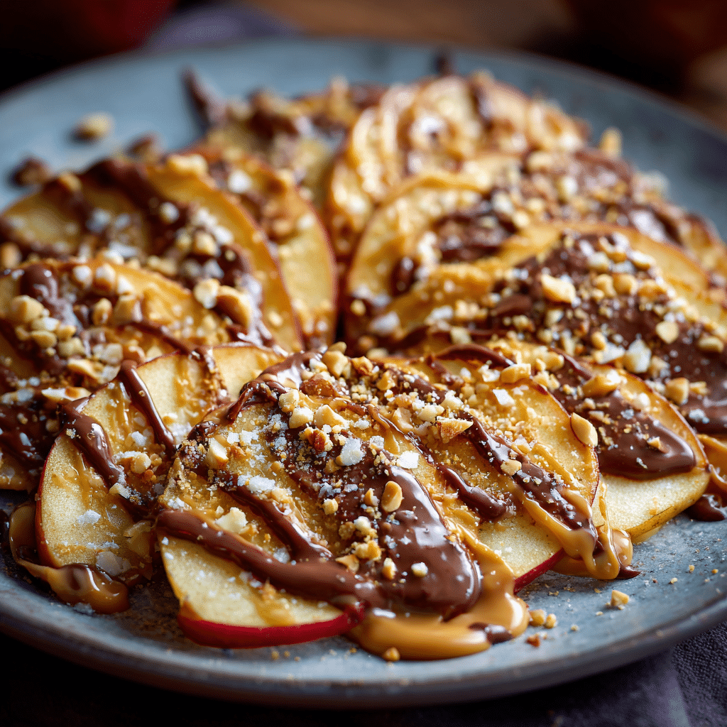 Apple Nachos with Chocolate and Peanut Butter Recipe