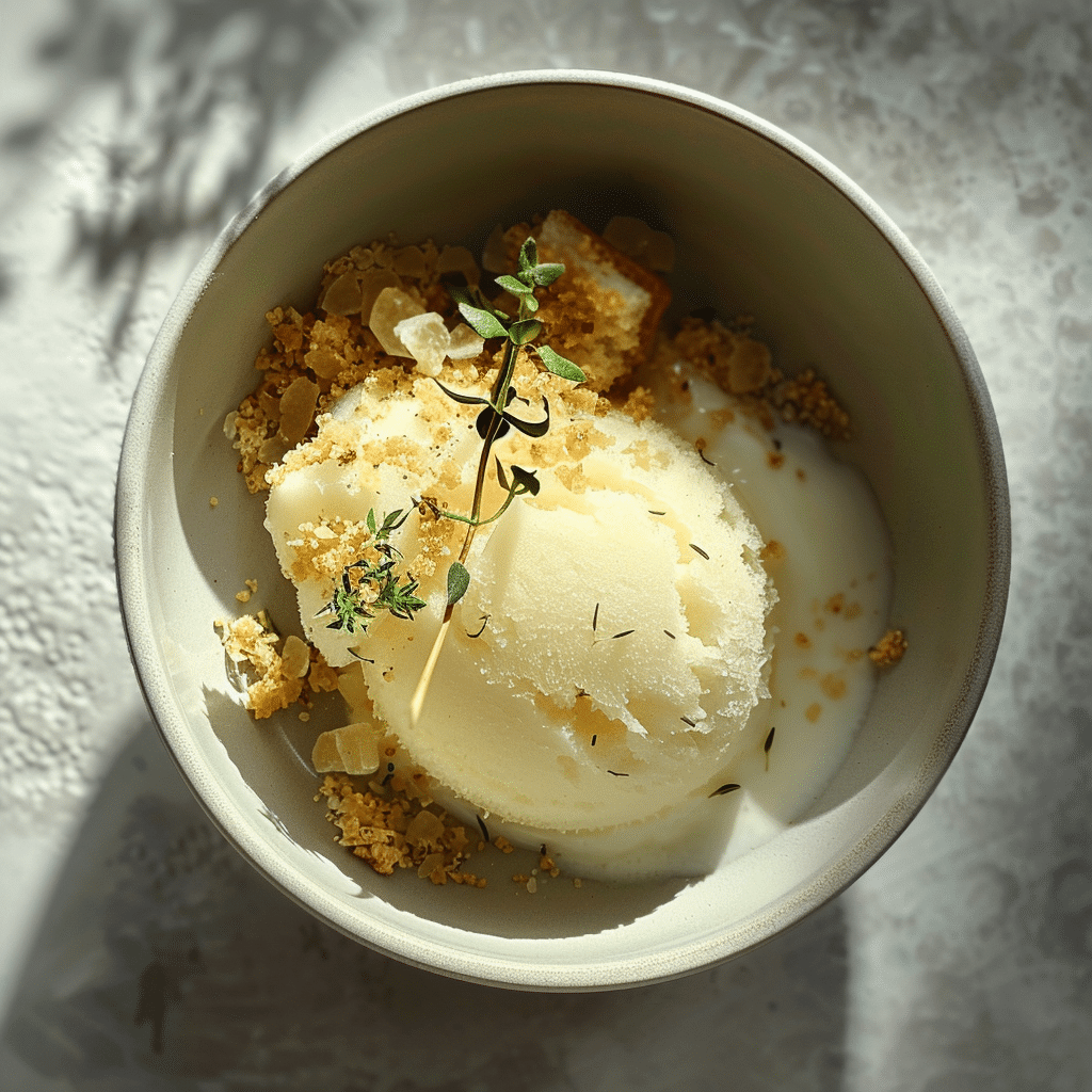 Lemon Thyme Sorbet with Shortbread Crumble Recipe - Recipe Image