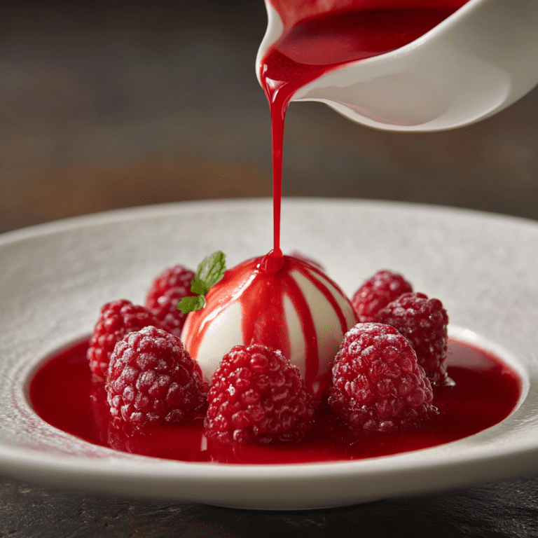 Raspberry Coulis with Cream Dot Recipe