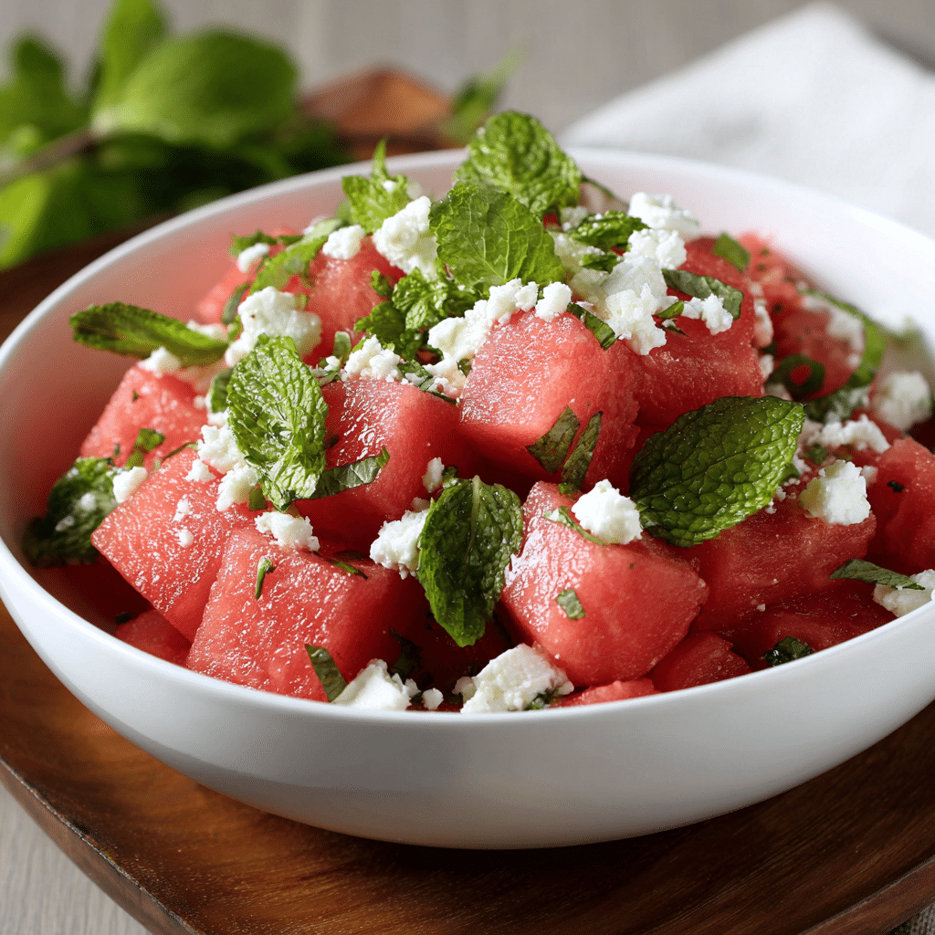 Watermelon Feta Mint Salad Recipe - Recipe Image