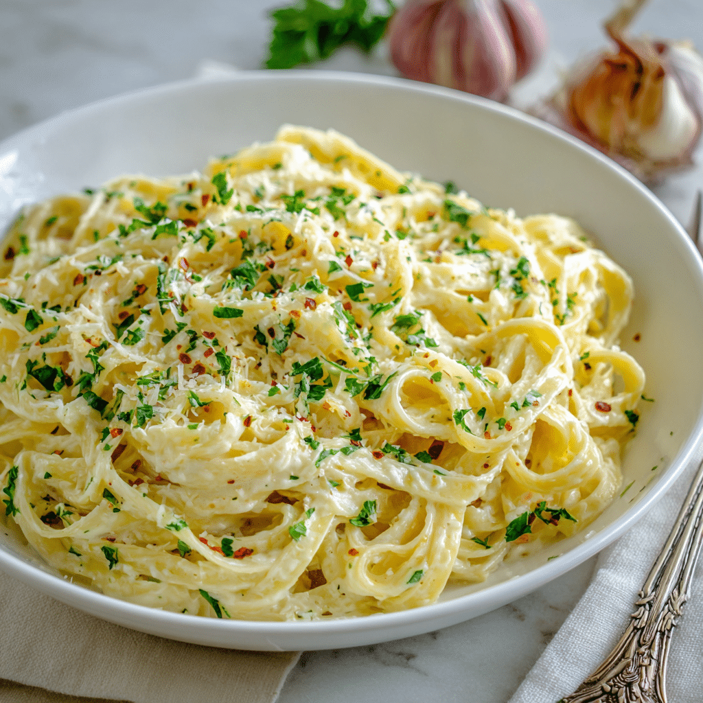 Creamy Garlic Parmesan Fettuccine Recipe