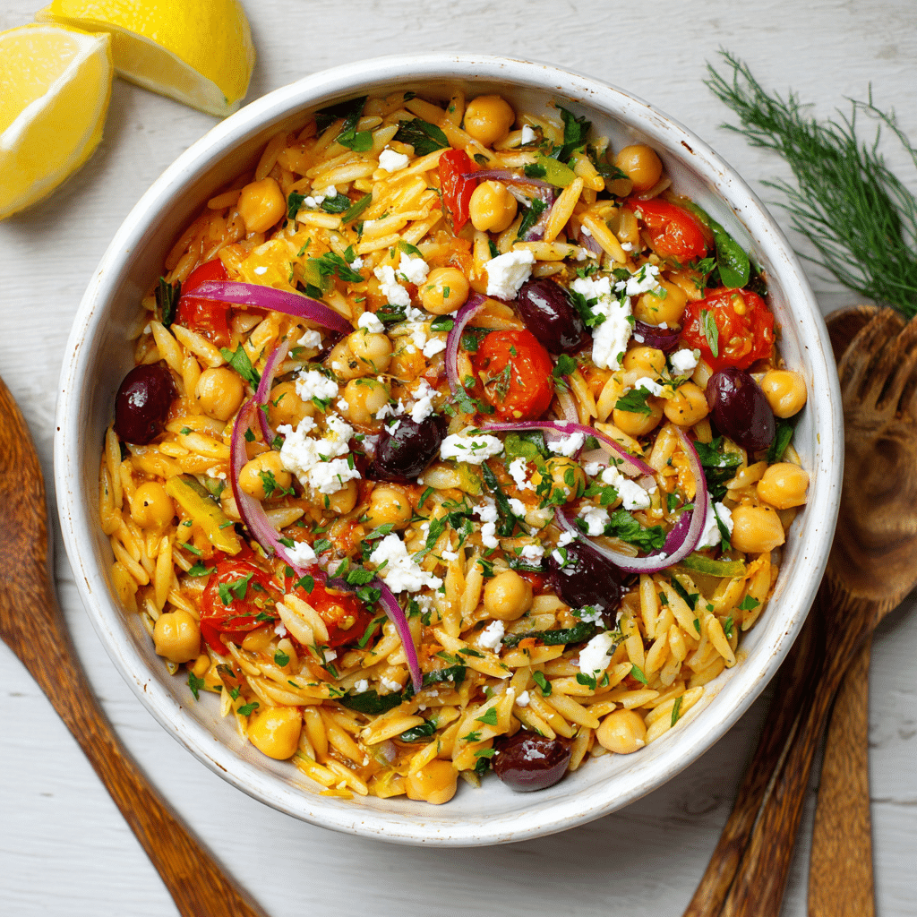 Mediterranean Chickpea Orzo Bowl Recipe