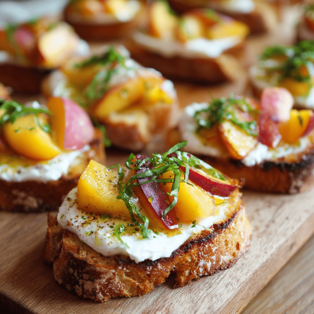 Peach Burrata Crostini Recipe