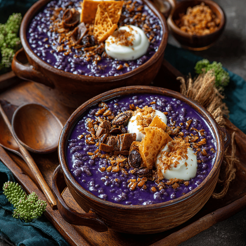 Sweet and Creamy Ube Champorado for Breakfast Bliss Recipe - Recipe Image