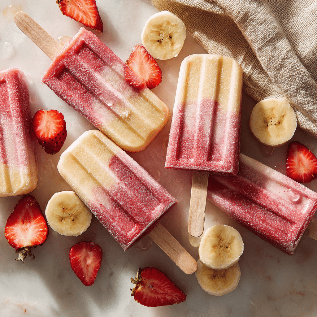Frozen Strawberry Banana Smoothie Pops Recipe - Recipe Image