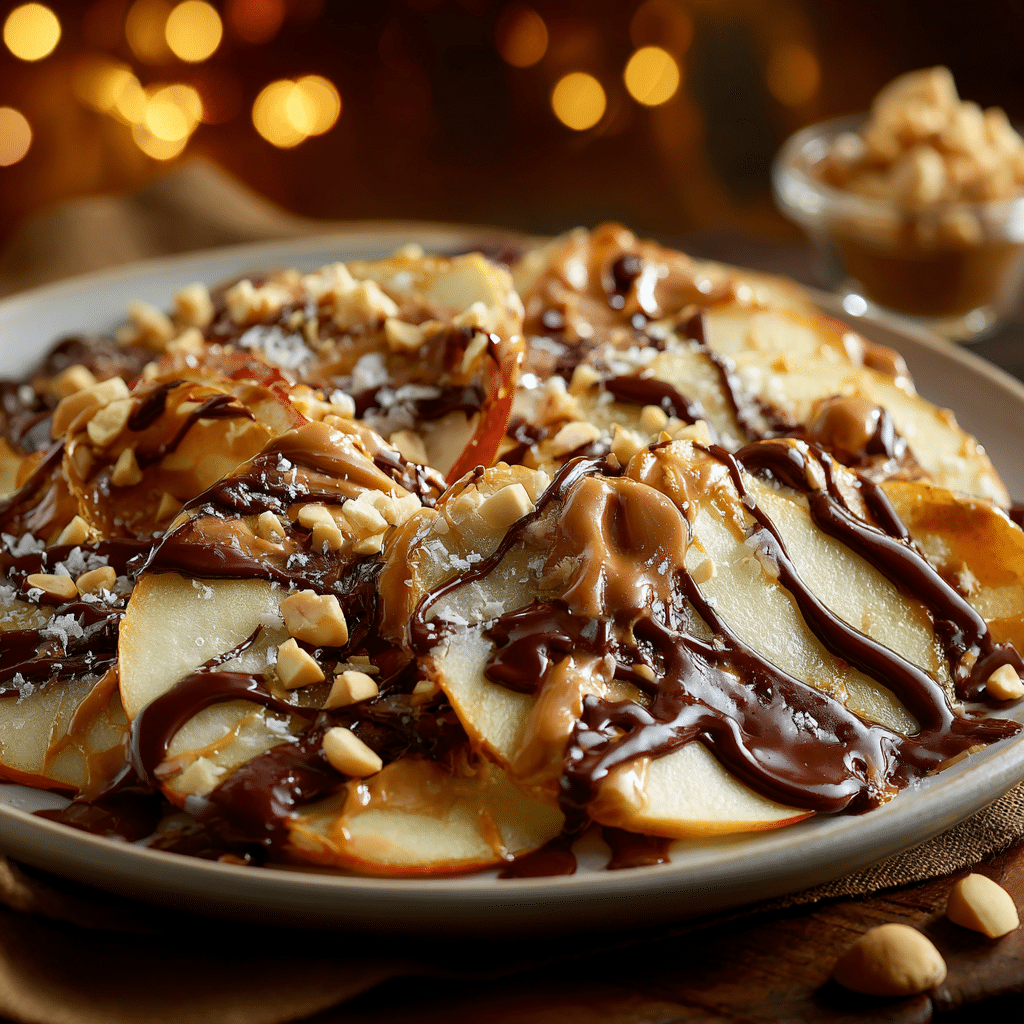 Apple Nachos with Chocolate and Peanut Butter Recipe - Recipe Image