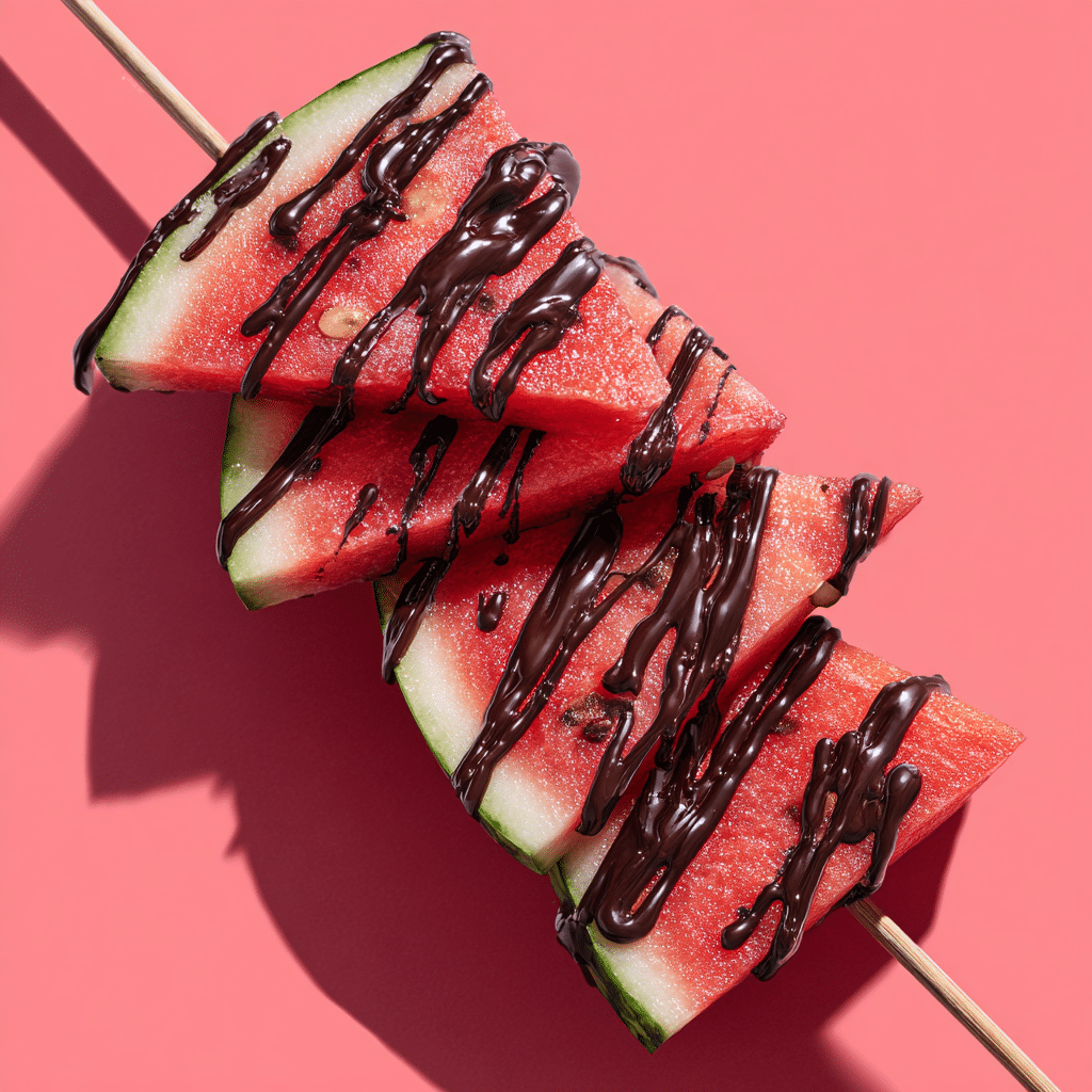 Watermelon Pops with Chocolate Drizzle Recipe - Recipe Image