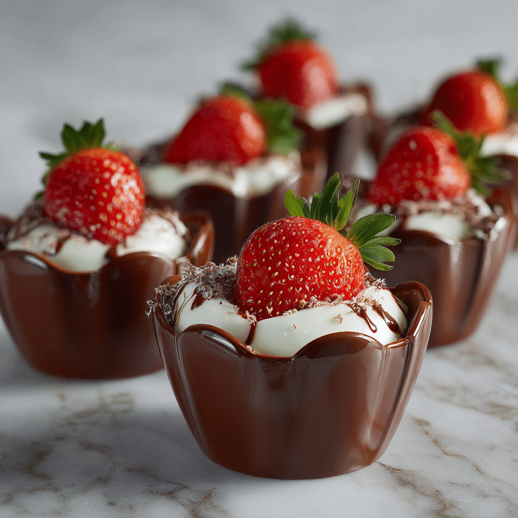 Chocolate Shell Strawberry Cups Recipe - Recipe Image