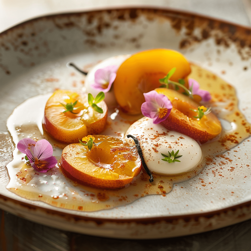 Vanilla Poached Nectarines with Honey Foam Recipe - Recipe Image