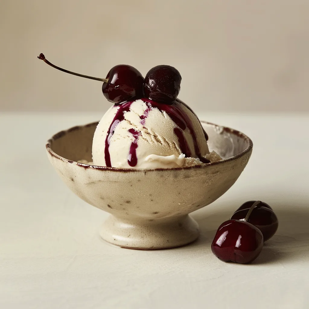 Almond Milk Ice Cream with Cherry Reduction Recipe - Recipe Image