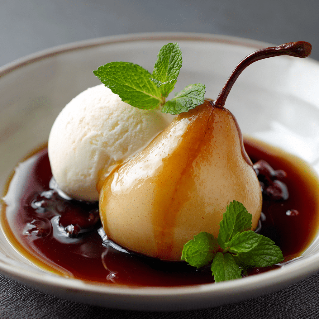 Poached Pear with Vanilla Syrup Recipe - Recipe Image