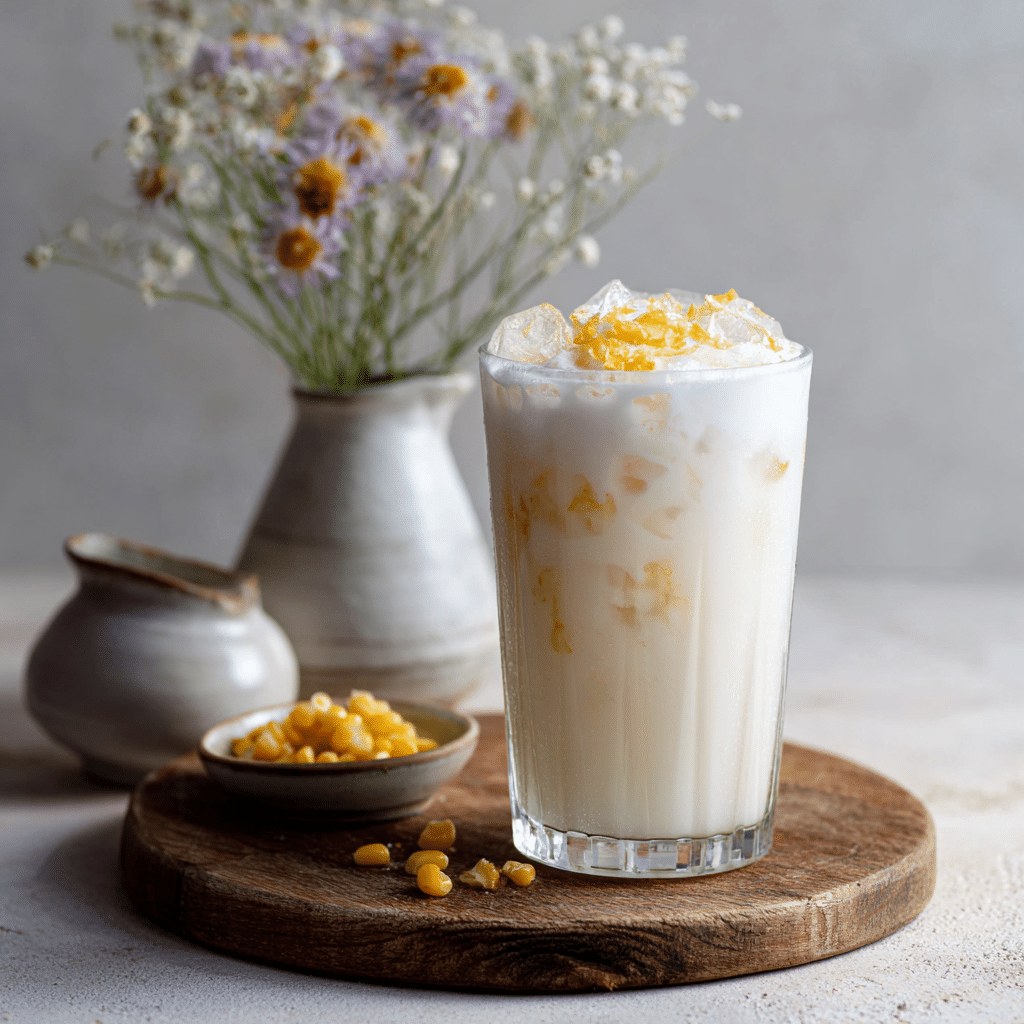 Iced Corn Milk with Salted Foam Recipe - Recipe Image