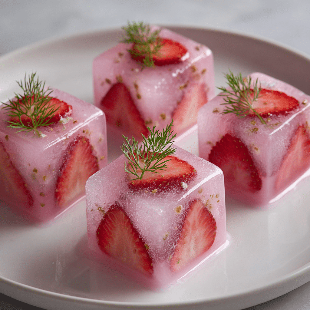 Strawberry Milk Ice Cubes Dessert Recipe - Recipe Image