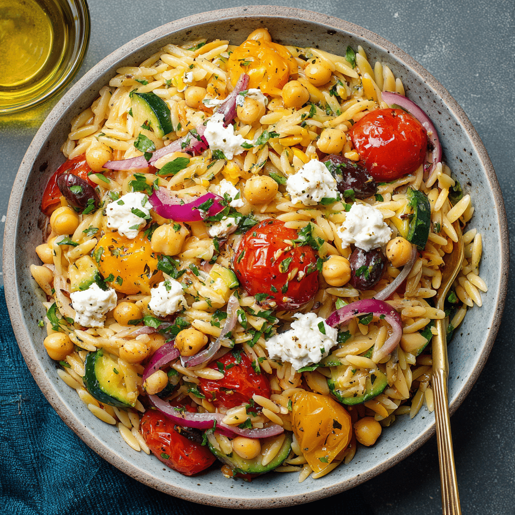 Mediterranean Chickpea Orzo Bowl Recipe - Recipe Image