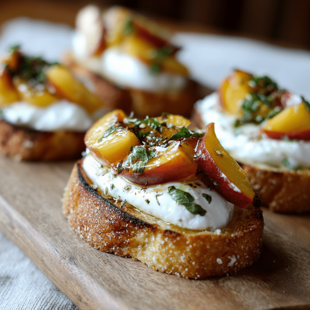 Peach Burrata Crostini Recipe - Recipe Image