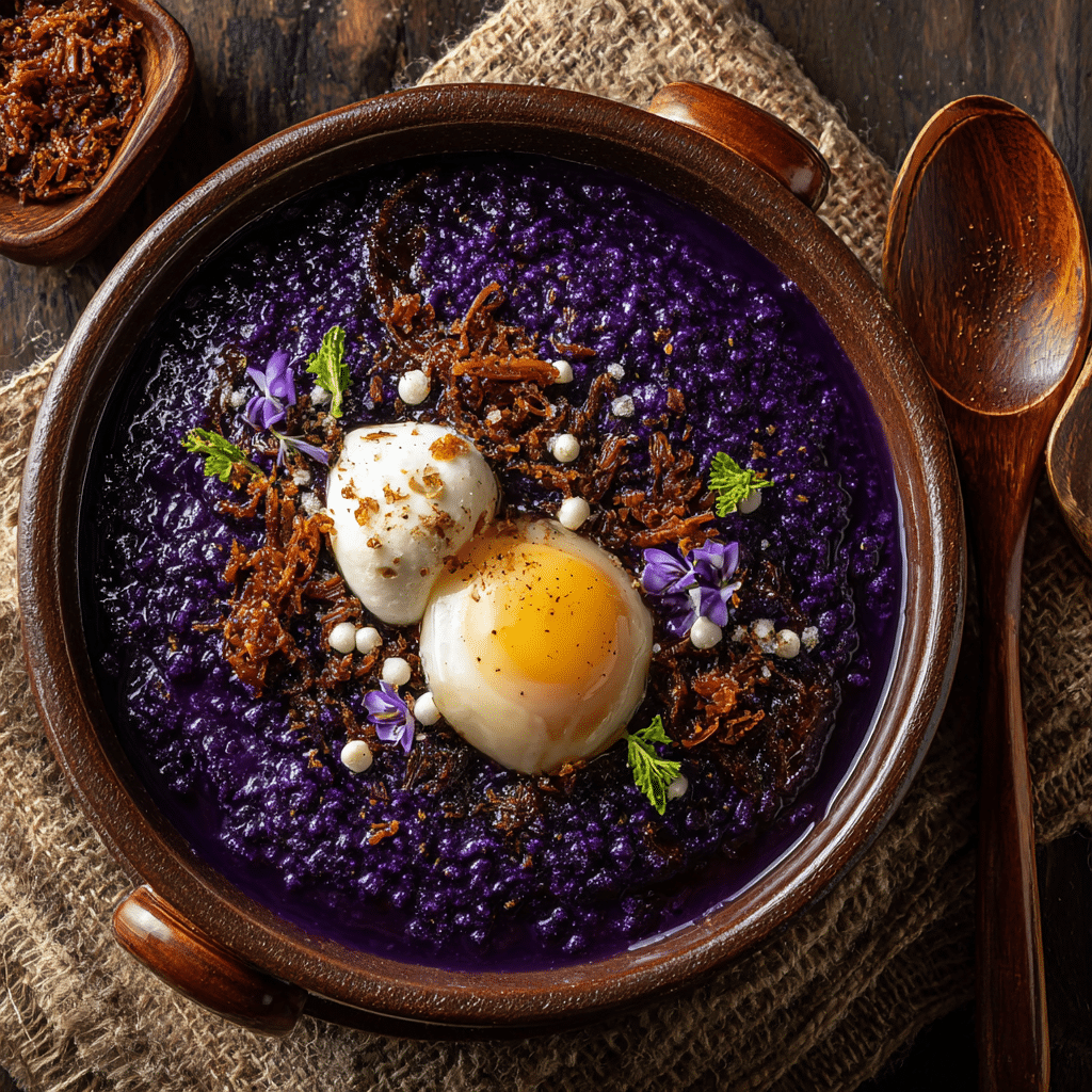 Sweet and Creamy Ube Champorado for Breakfast Bliss Recipe - Recipe Image