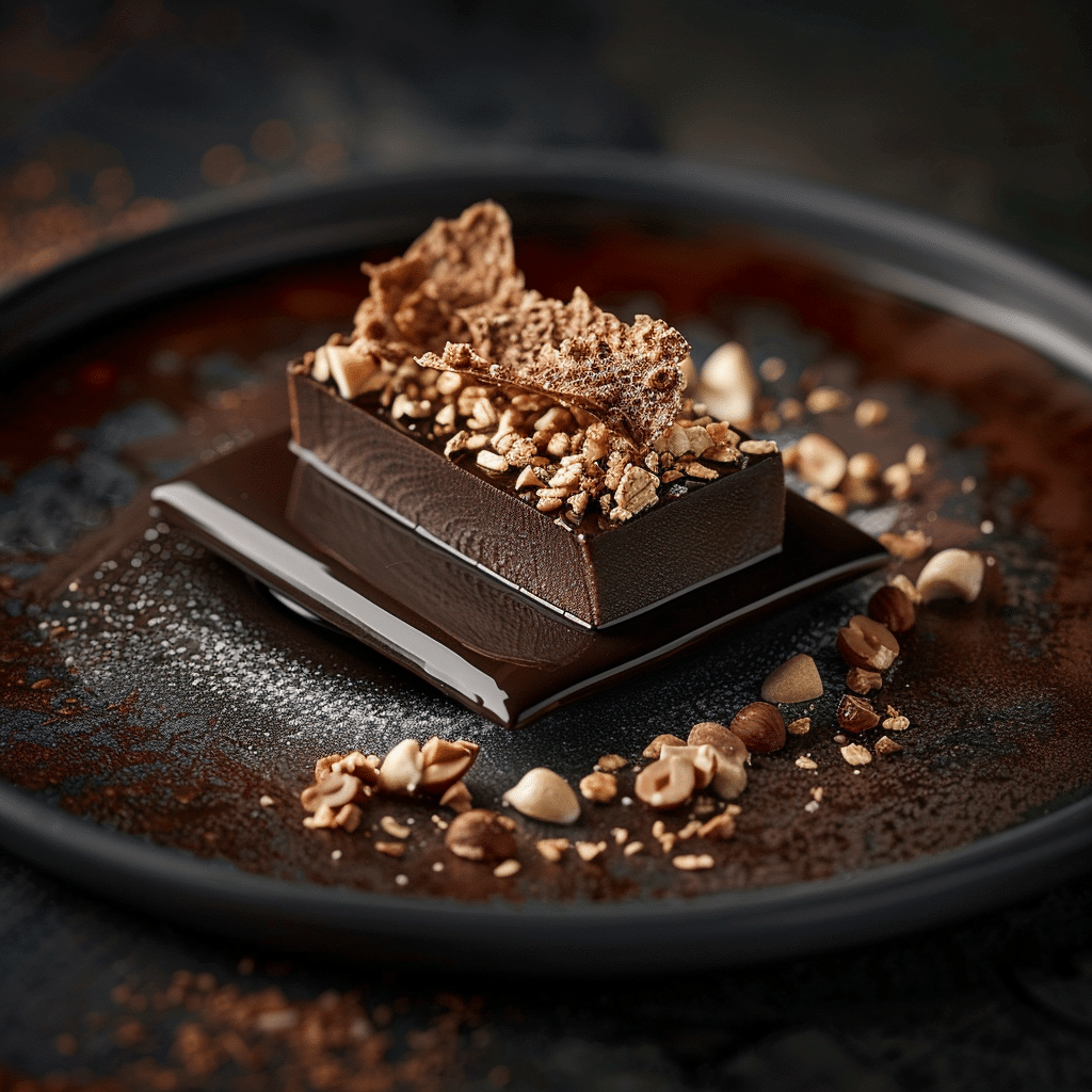 Dark Chocolate Oat Crémeux with Hazelnut Praline Recipe - Recipe Image