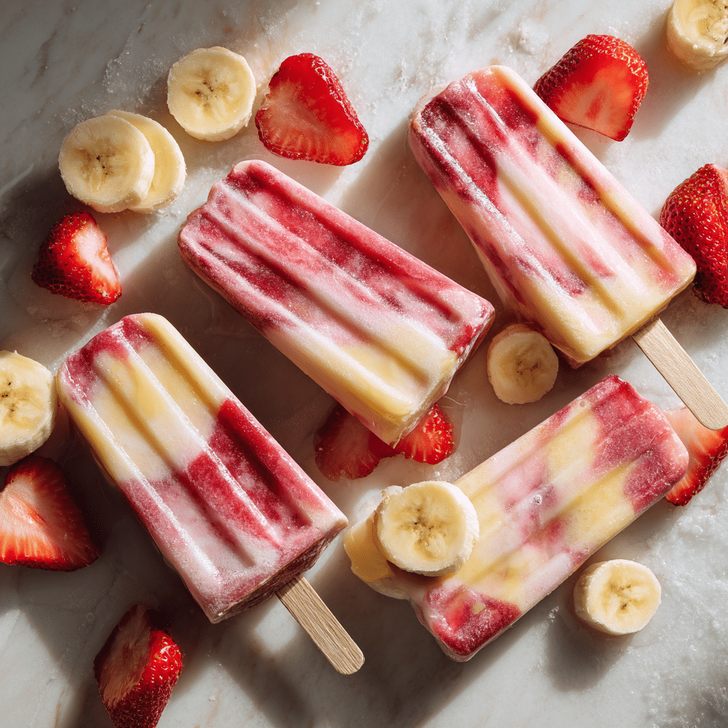 Frozen Strawberry Banana Smoothie Pops Recipe - Recipe Image