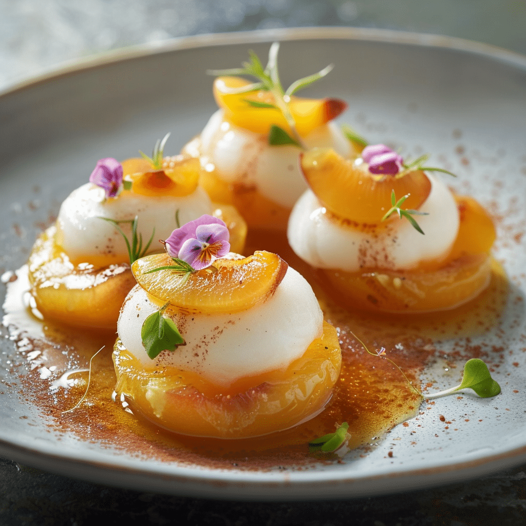 Vanilla Poached Nectarines with Honey Foam Recipe - Recipe Image