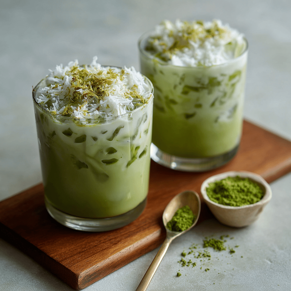 Iced Matcha Coconut Dessert Recipe