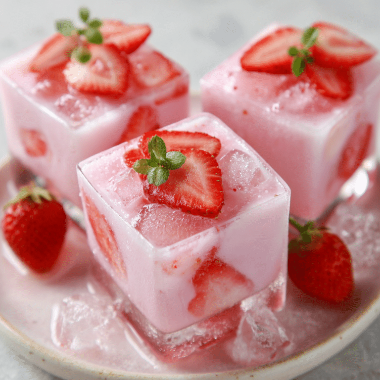 Strawberry Milk Ice Cubes Dessert Recipe