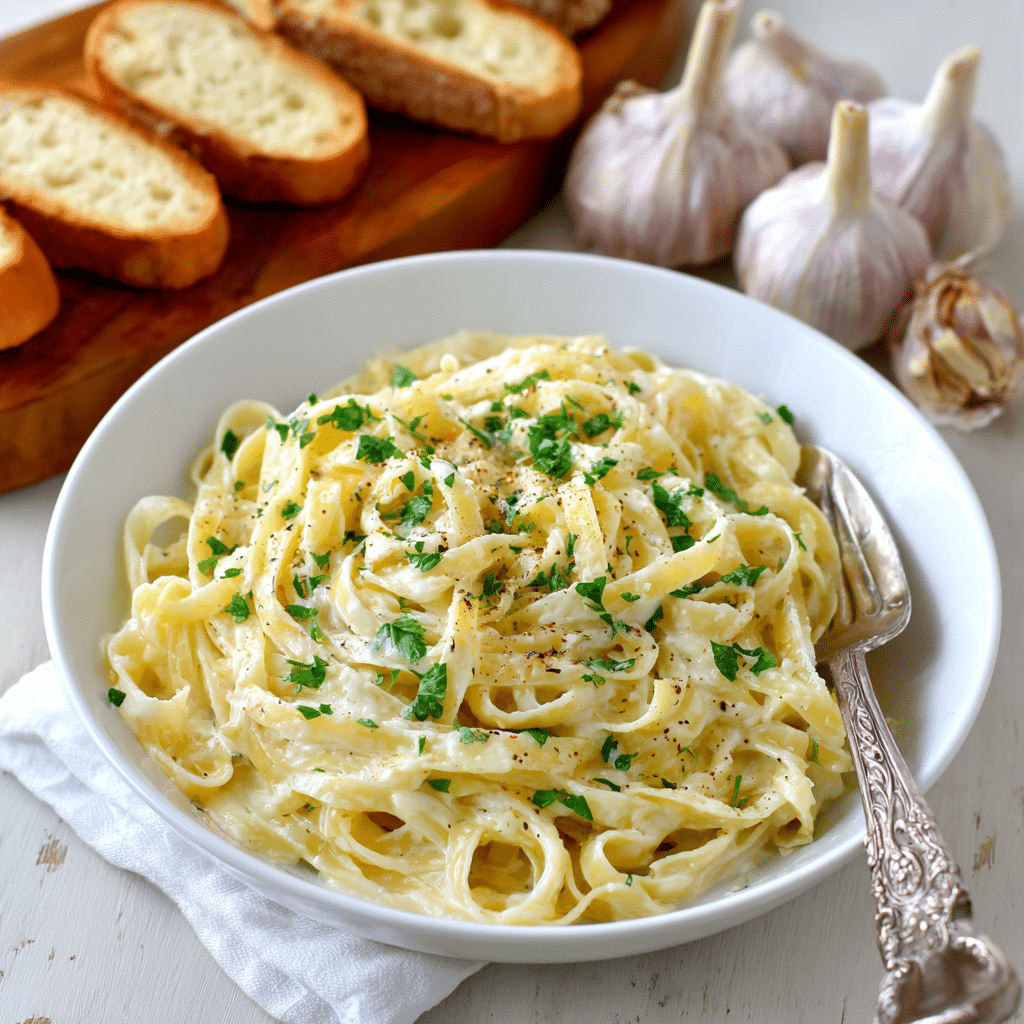 Creamy Garlic Parmesan Fettuccine Recipe - Recipe Image