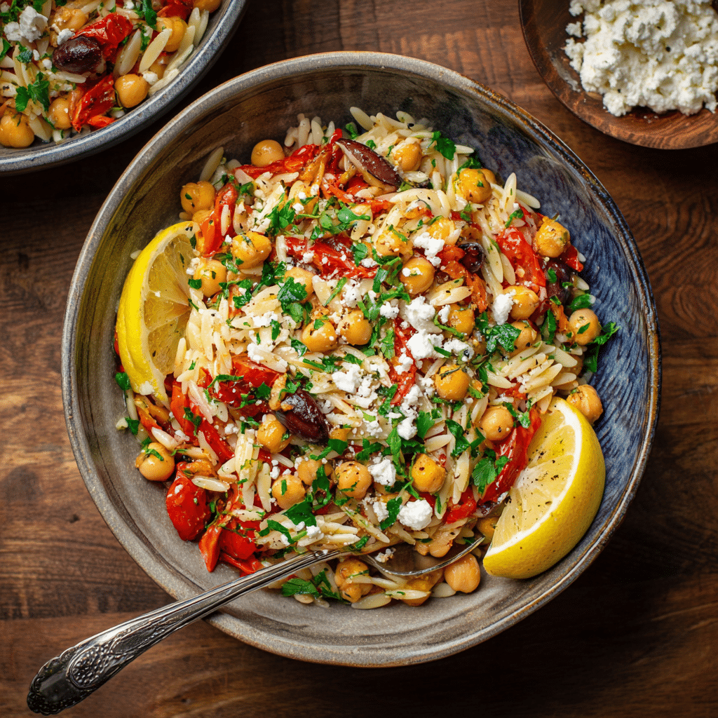 Mediterranean Chickpea Orzo Bowl Recipe - Recipe Image