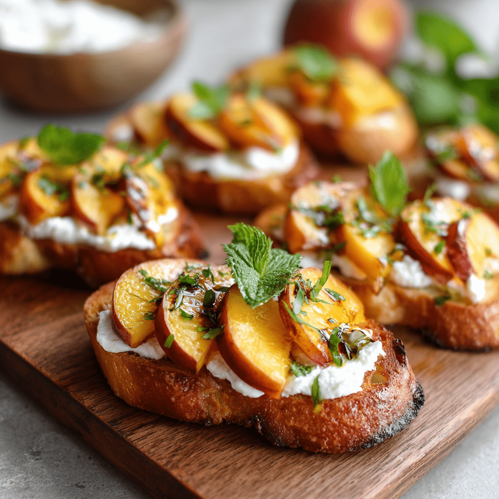 Peach Burrata Crostini Recipe - Recipe Image