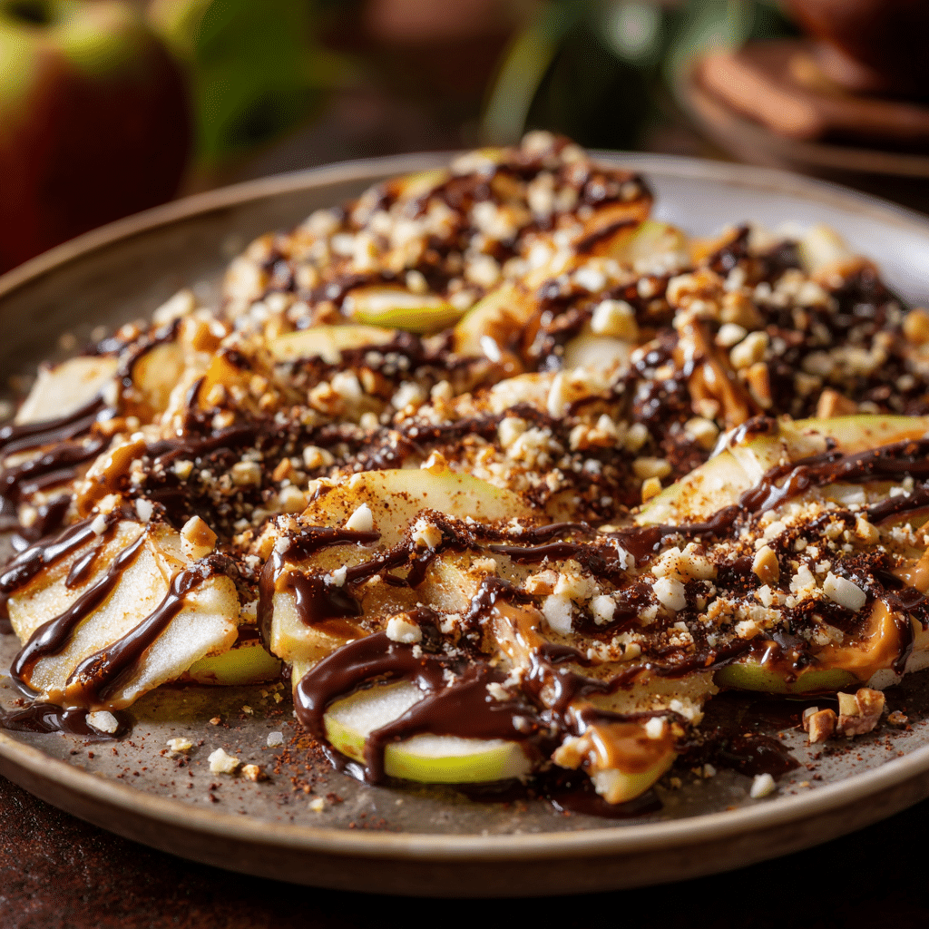 Apple Nachos with Chocolate and Peanut Butter Recipe - Recipe Image