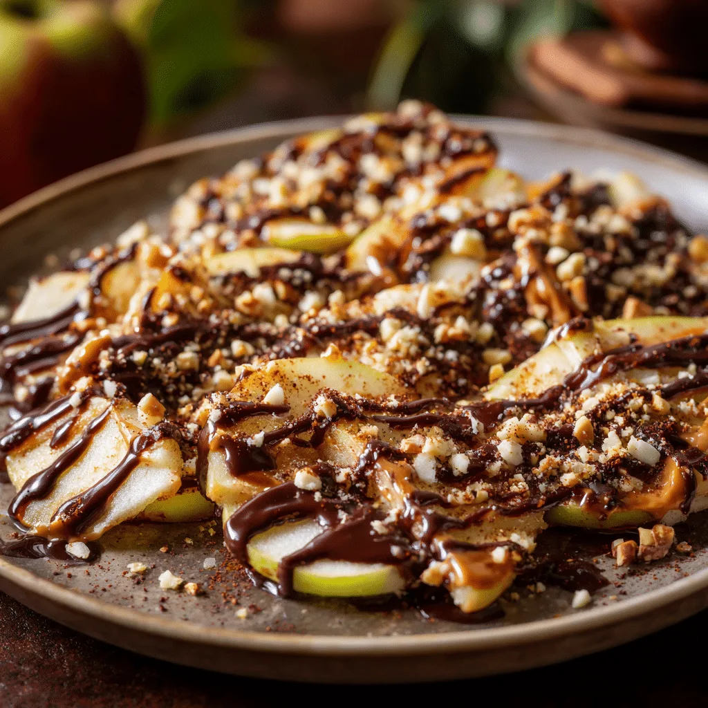 Apple Nachos with Chocolate and Peanut Butter Recipe - Recipe Image