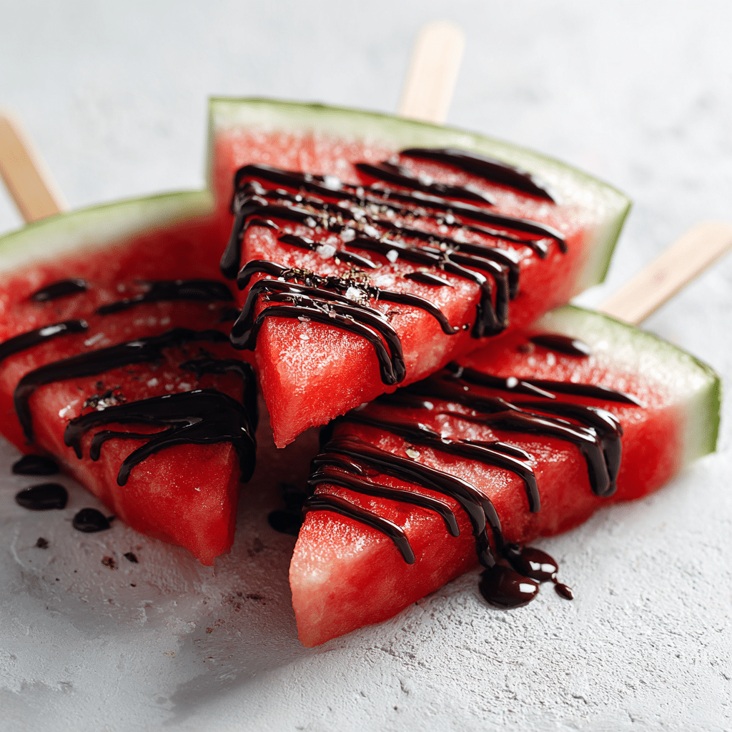 Watermelon Pops with Chocolate Drizzle Recipe