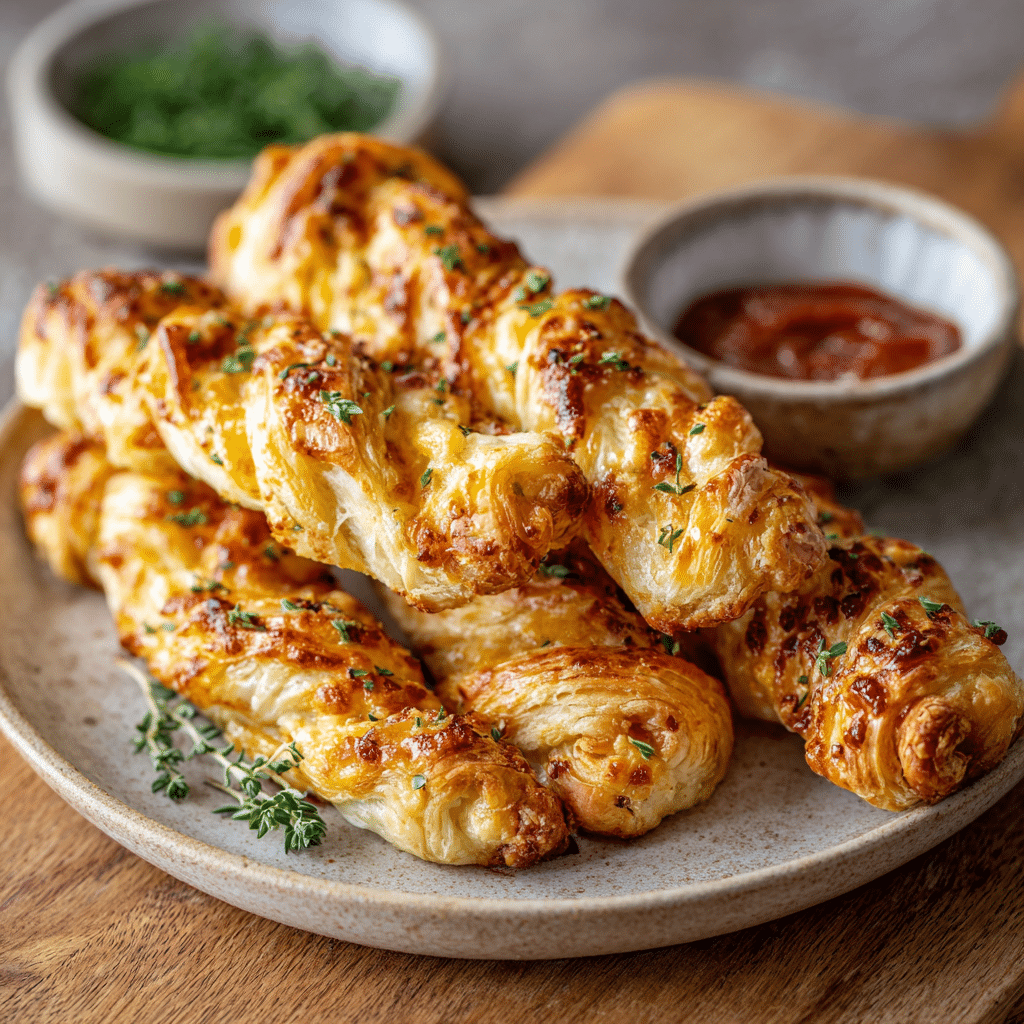 Cheese Stuffed Puff Pastry Twists - Recipe Image