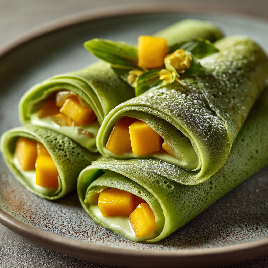 Mango Pandan Crepe Rolls Recipe - Recipe Image