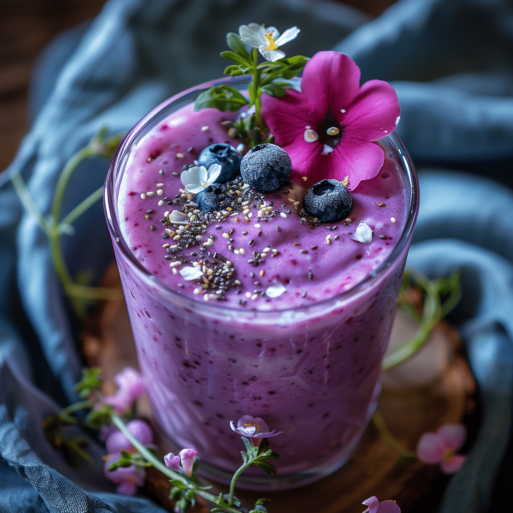 Blueberry Coconut Chia Smoothie Recipe - Recipe Image