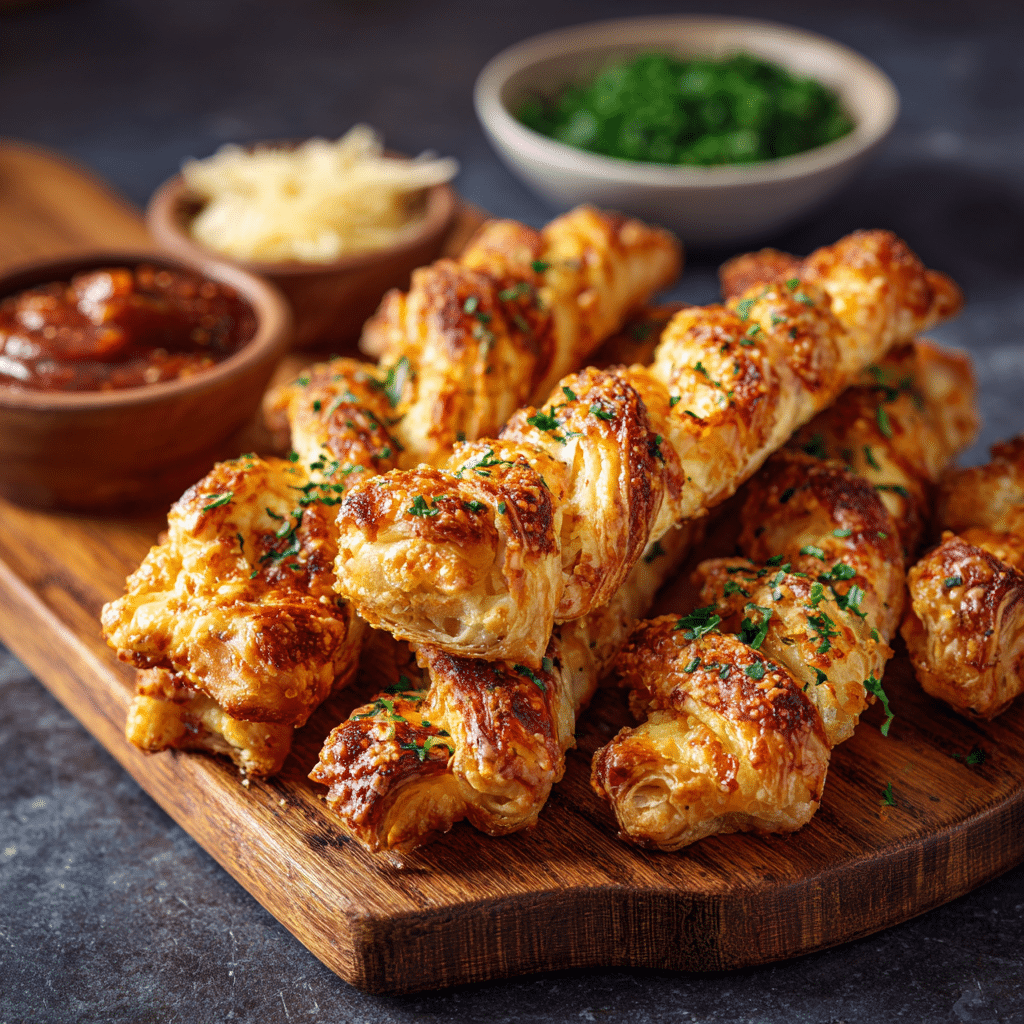 Cheese Stuffed Puff Pastry Twists - Recipe Image
