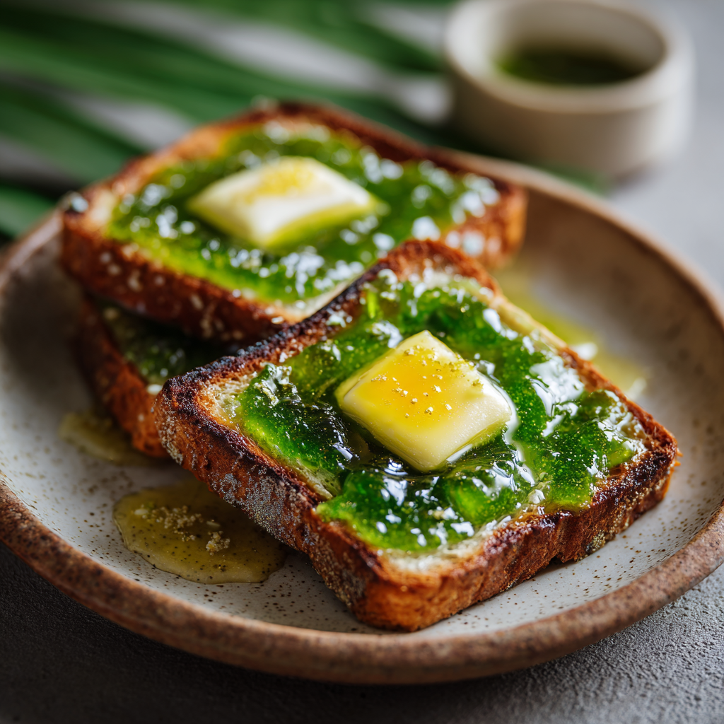 Pandan Coconut Milk Jam Toast Recipe - Recipe Image