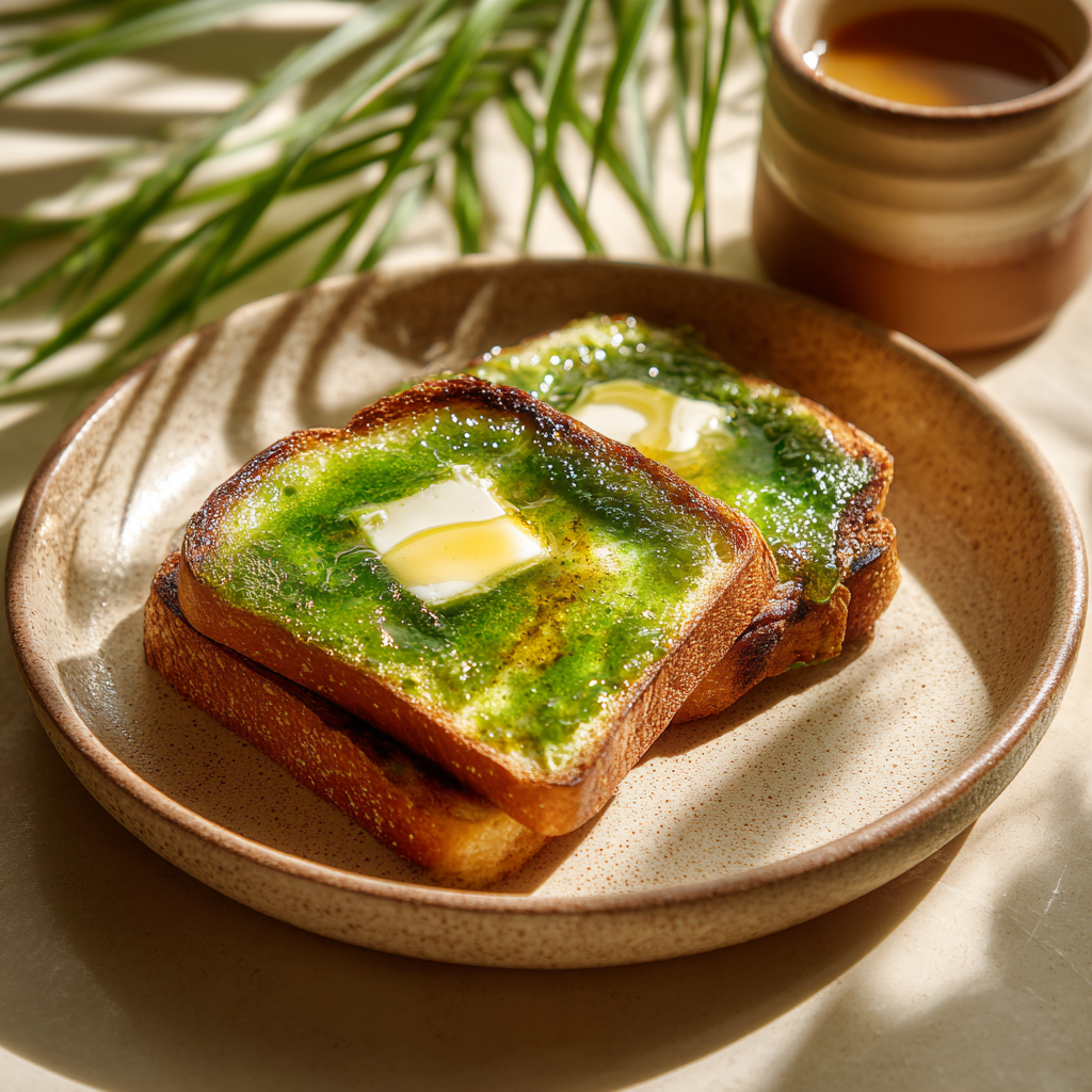 Pandan Coconut Milk Jam Toast Recipe - Recipe Image